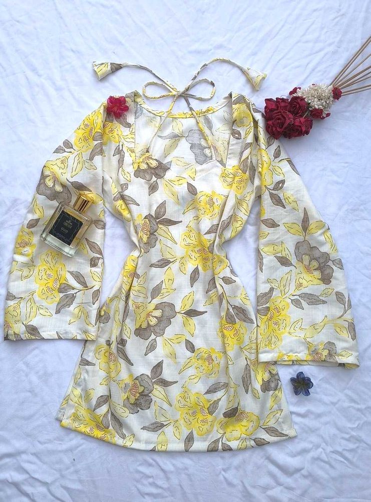 Floral Dori neck corset back kurti 💛