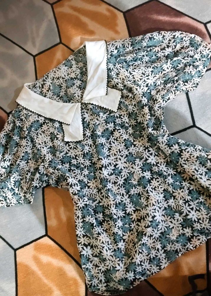 Chic Floral Print Puff Sleeve Top