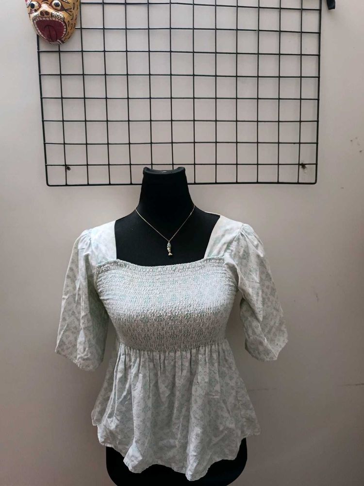 floral smocked peplum top ⁠*⁠.⁠✧