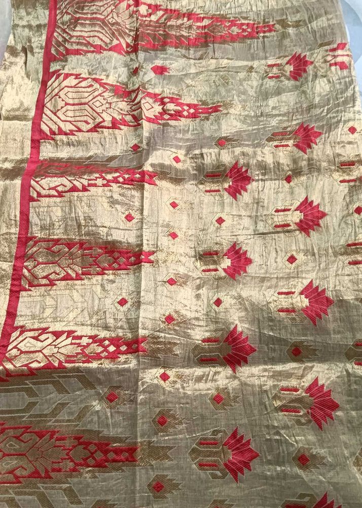 Elegant  designer Saree with Red border
