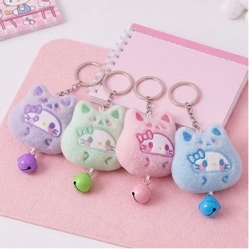 Cute Cat Plush Keychain ( random color)