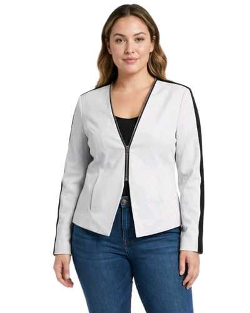 Chic White &amp; Black Moto Jacket