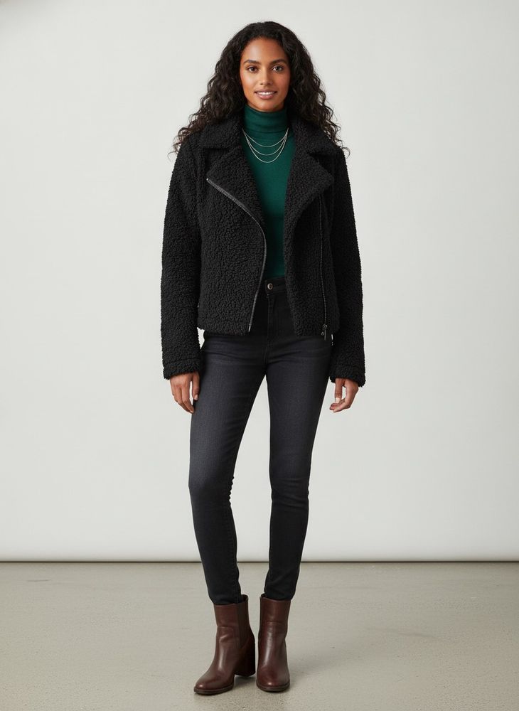 Express - Cozy Black Teddy Jacket (imported)