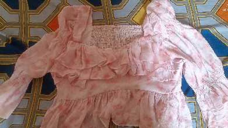 Cute Pink Floral Smocked Blouse