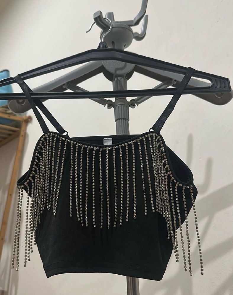 Sparkly Fringe Crop Top