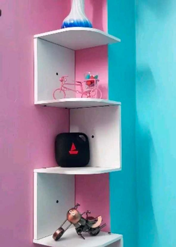 Corner Wall Shelf with Decorative Items