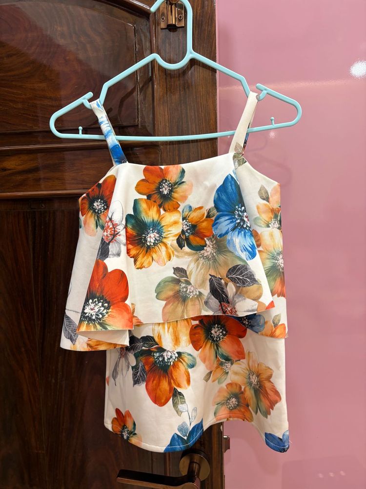 Summer Floral Ruffle Top