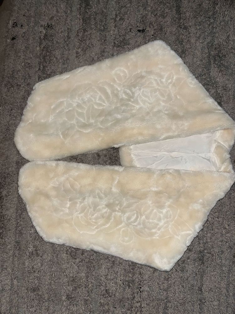 faux fur stole or wrap Elegant Cream Floral Scarf