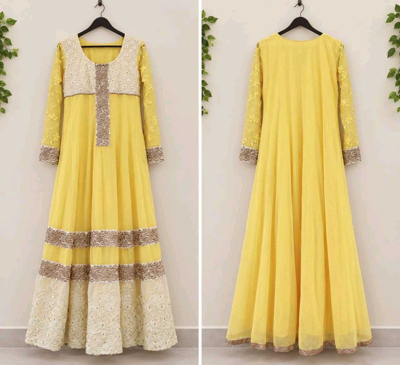 Elegant Yellow Anarkali Gown