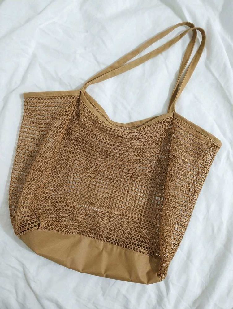 beach vacation huge spacious Mesh woven Tote Bag