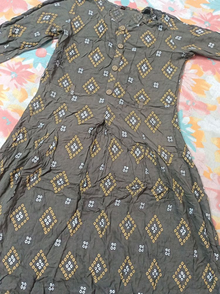 Cotton Blend One Line Henna Kurti