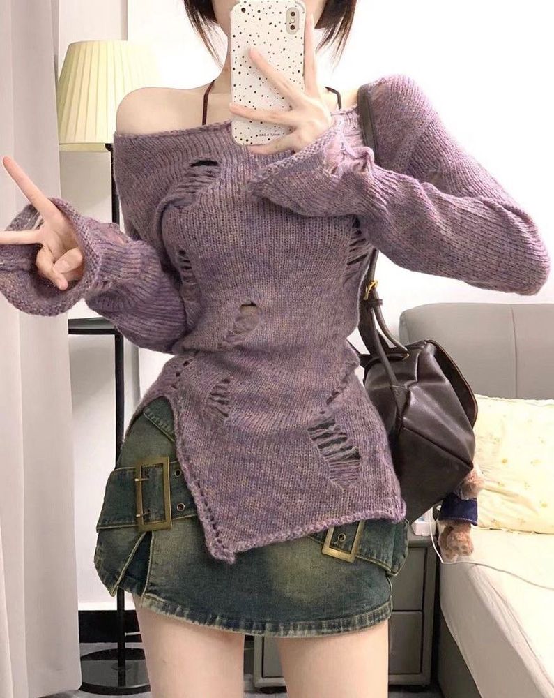 Distressed Knit Top