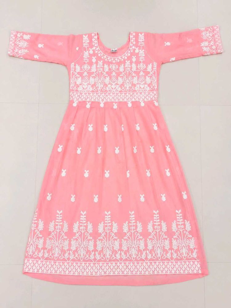 Pink Embroidered Anarkali kurti