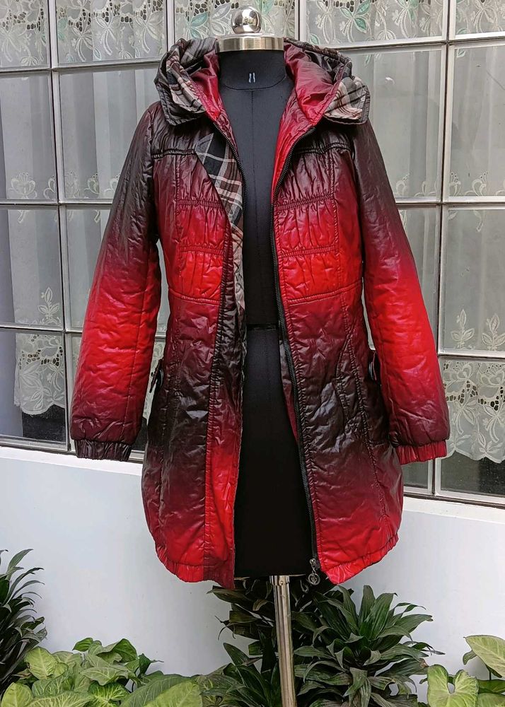 Red Ombre Padded Winter Coat