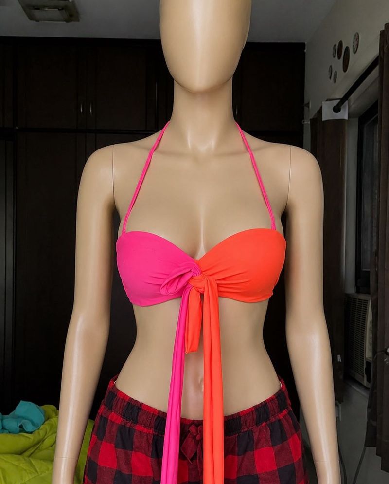 Vibrant Color Block Bikini Top