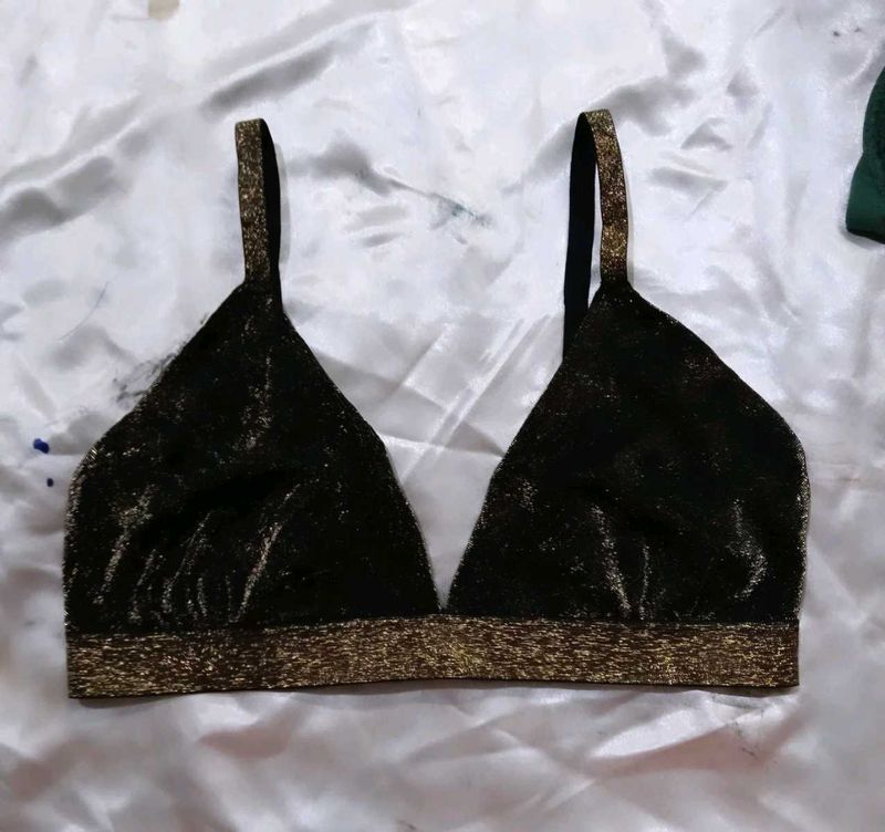 Stylish Black Gold Bra seez l