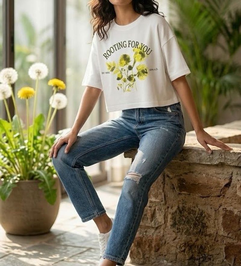 White Crop T-Shirt-oversized
