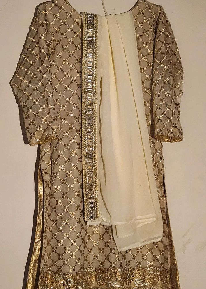 Elegant Gold Embroidered Kurta Set