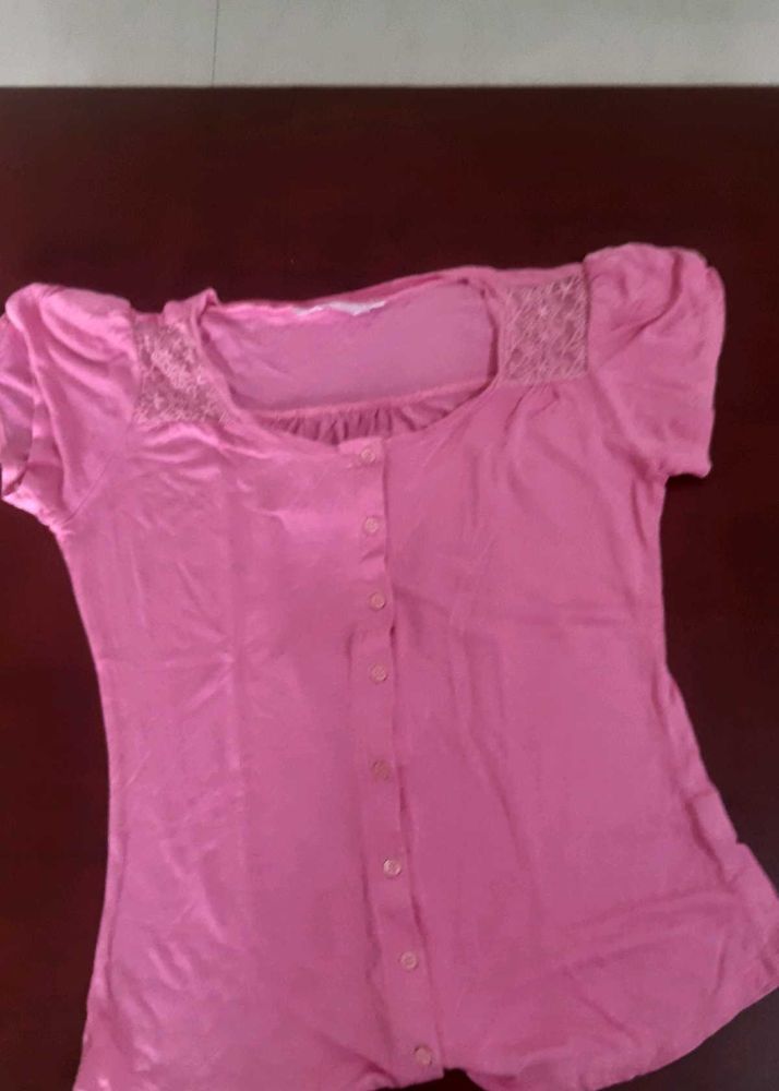 Pink Button-Up Top