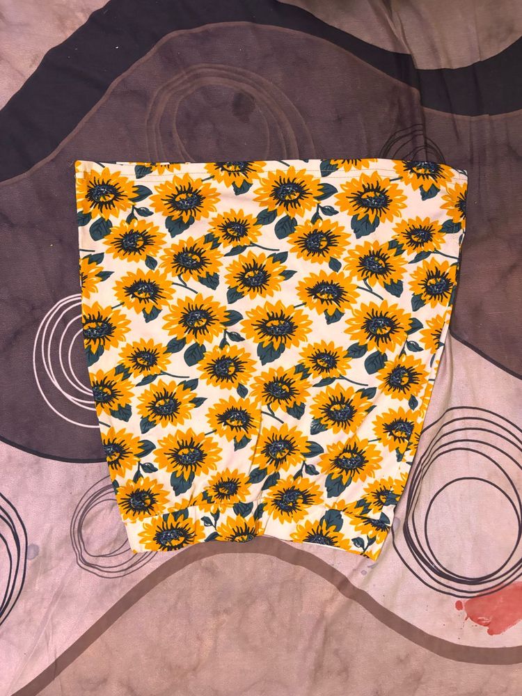 Sunflower Print Tube Top