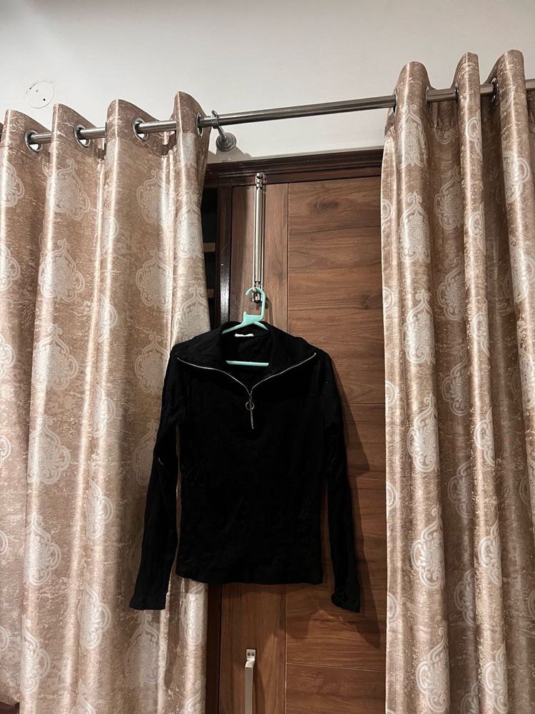 Black Zip Neck Pullover