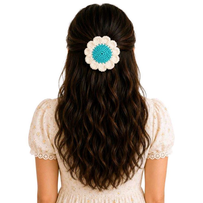 Crocheted Daisy Hair Clip