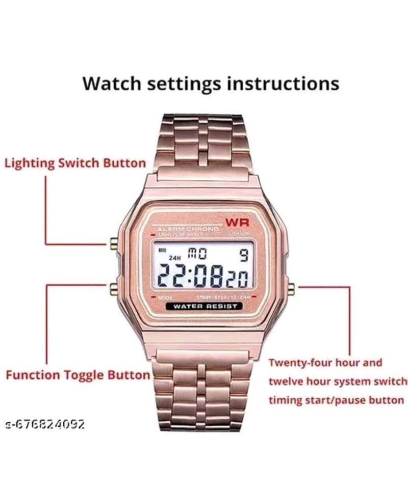 Retro Digital Watch - Rose Gold