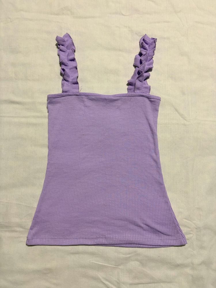 SSS Purple Ruffled Strap Tank Top