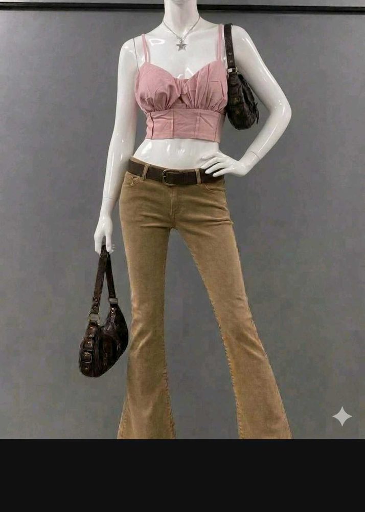 Pink Ruched Bust Cropped Top