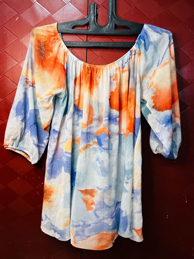 Boho Watercolor Floral Print Top