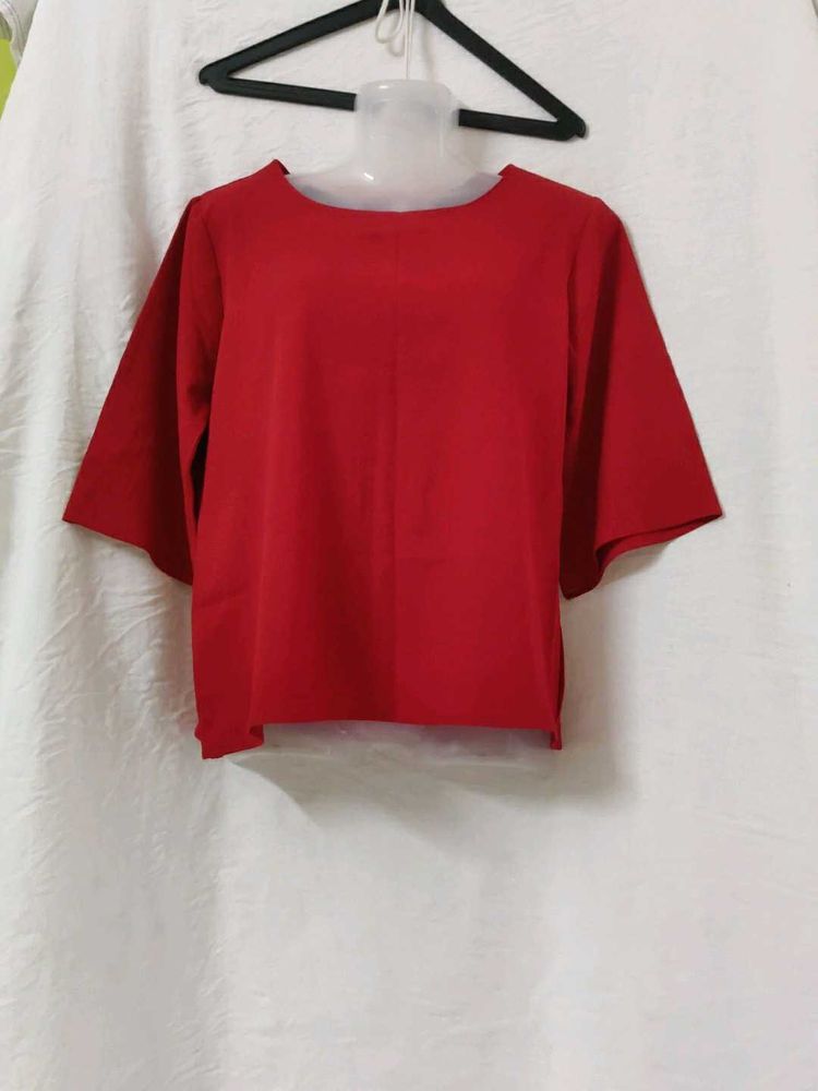 Vibrant Red Casual Top