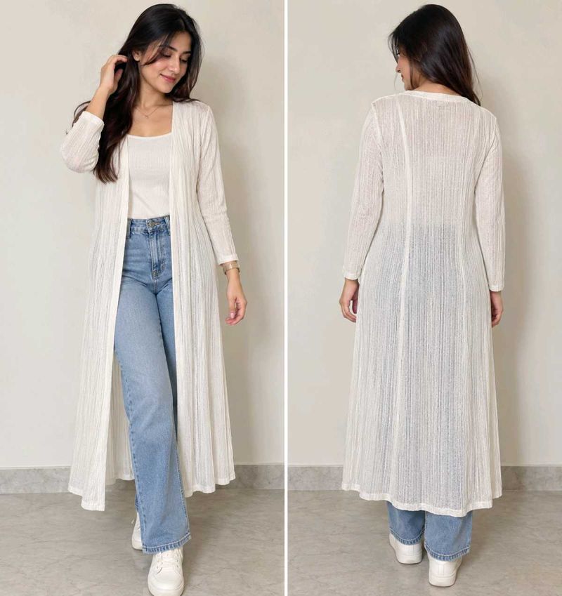 Elegant Long White Shrug