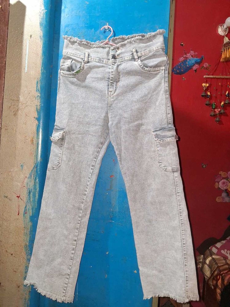 Light Wash Cargo Jeans