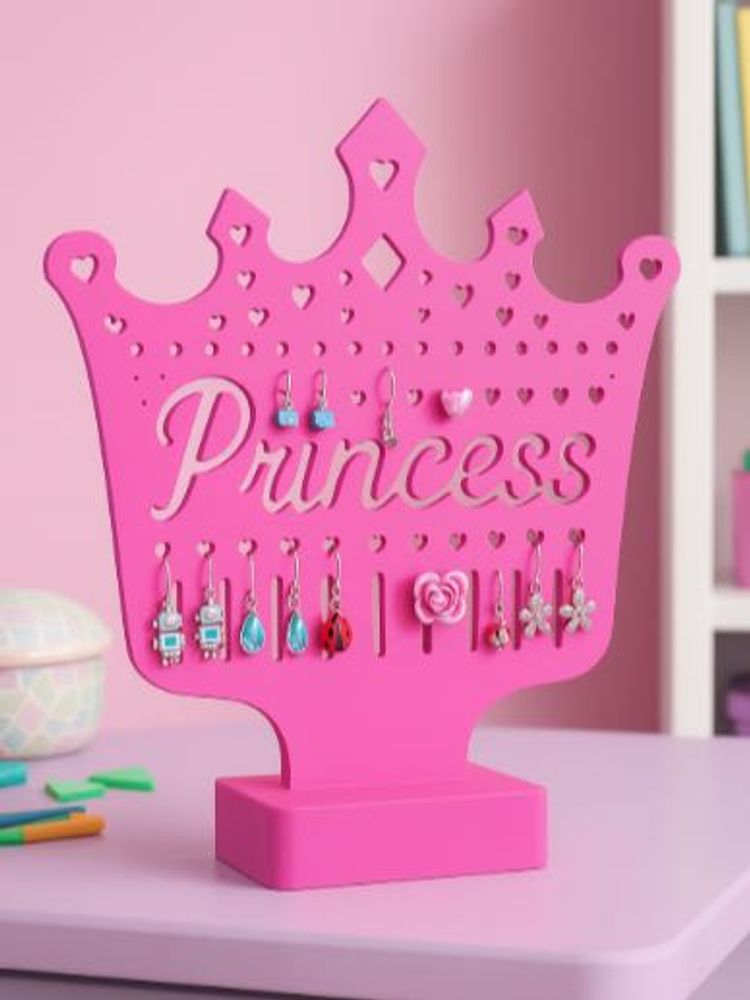 Princess Crown Earring And Ring Holder Stand