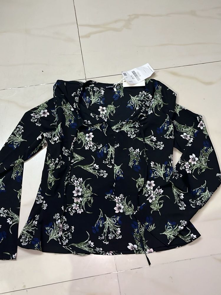 Chic Floral Print Peplum Top