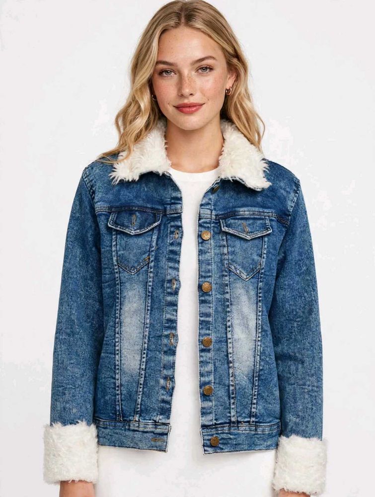Women's Denim Jacket with Fur Lining