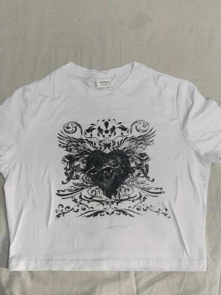White Graphic Heart T-Shirt