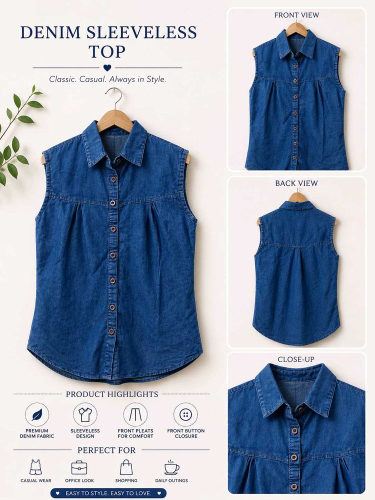 Classic Denim Sleeveless Top