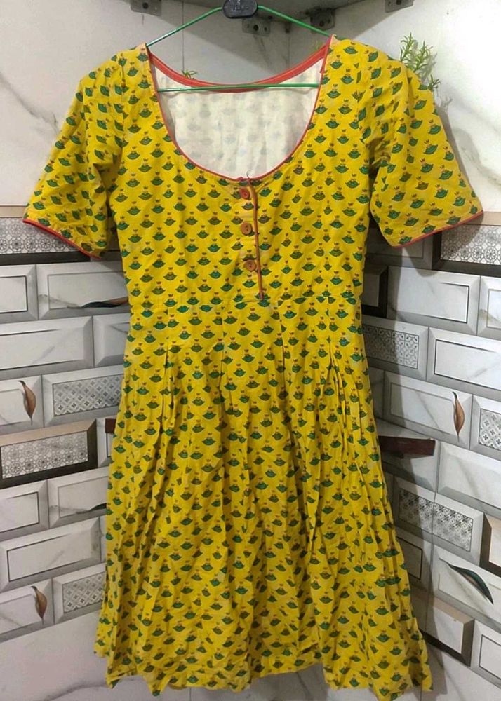 Vibrant Yellow Printed Kurta