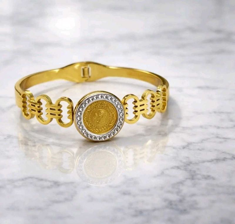 Anti Tarnish Gold Coin Bangle Bracelet