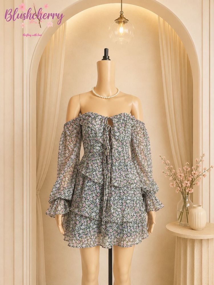 Chic Floral Off-Shoulder Tiered Dress