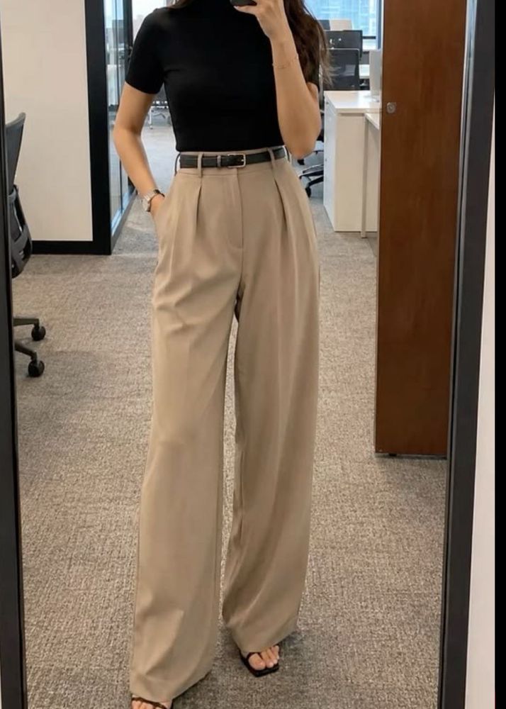 High-Waisted Wide-Leg Trousers