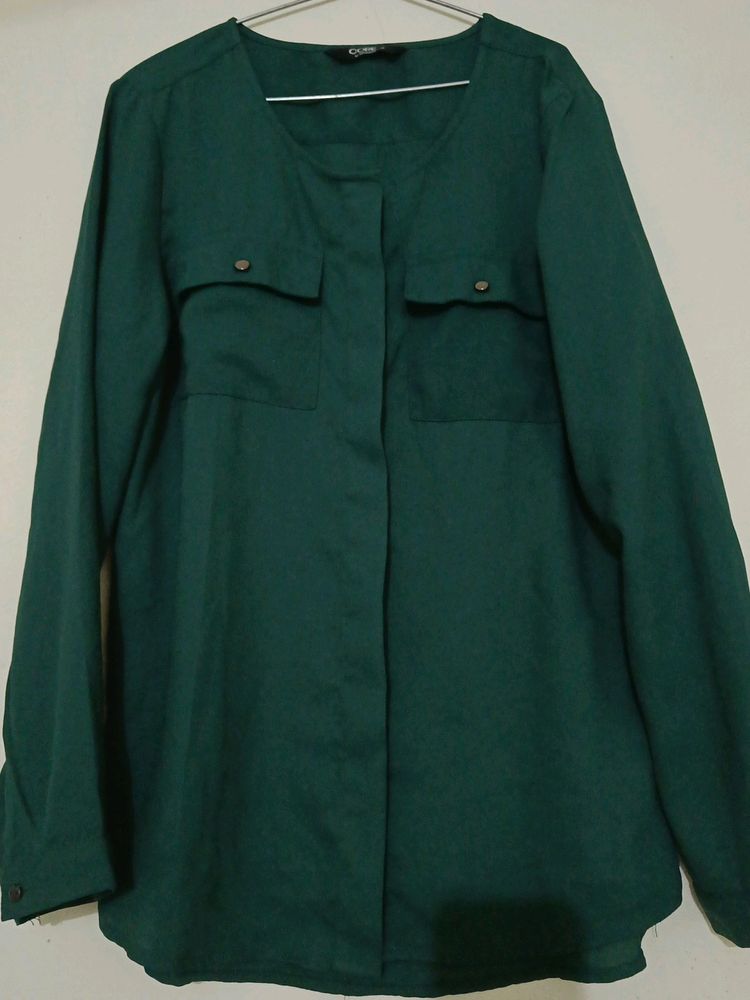 Green Colour Shirt Pattern Top