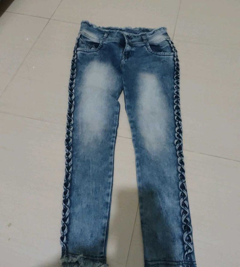 Trendy Braided Side Jeans