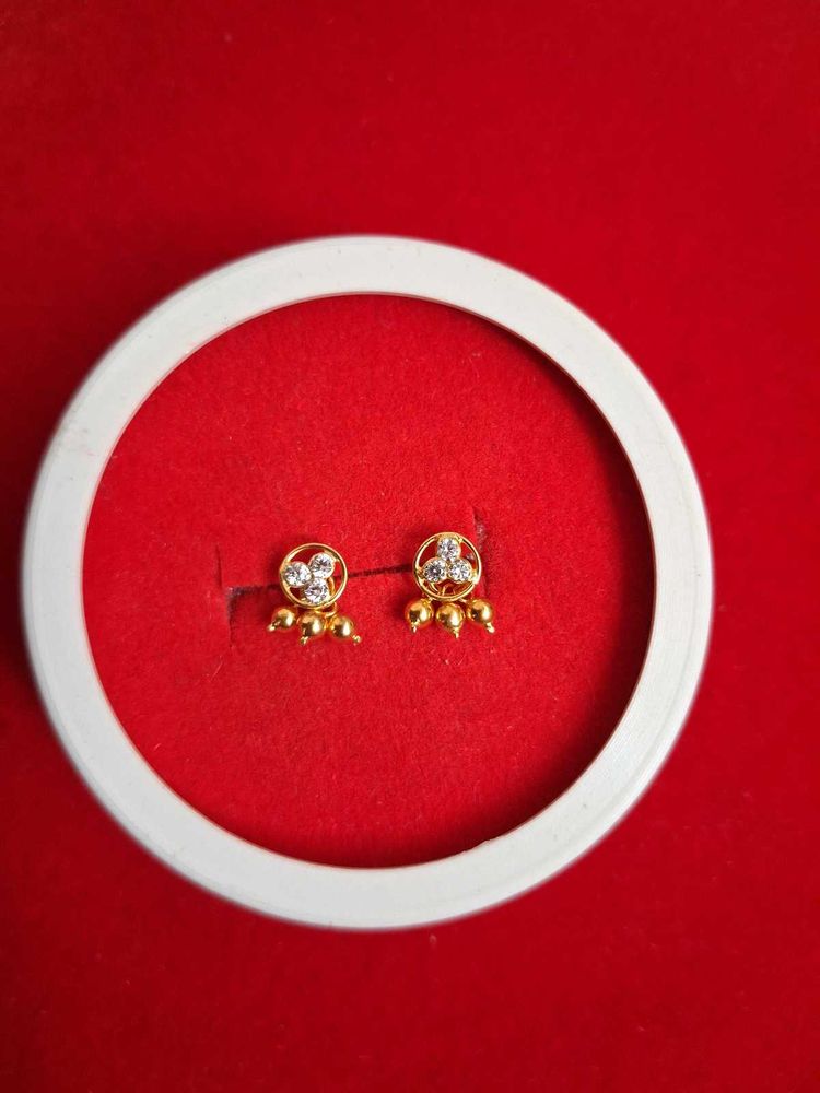 Gold Stud Earrings with Stones