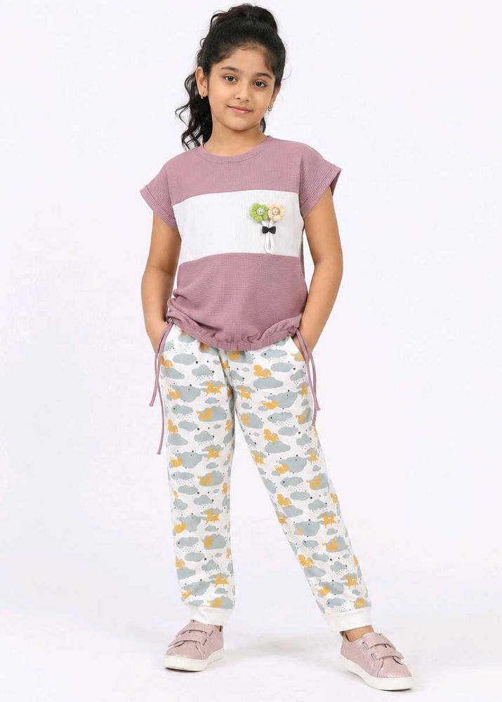 Cute Cloud Print Girls Pajama Set