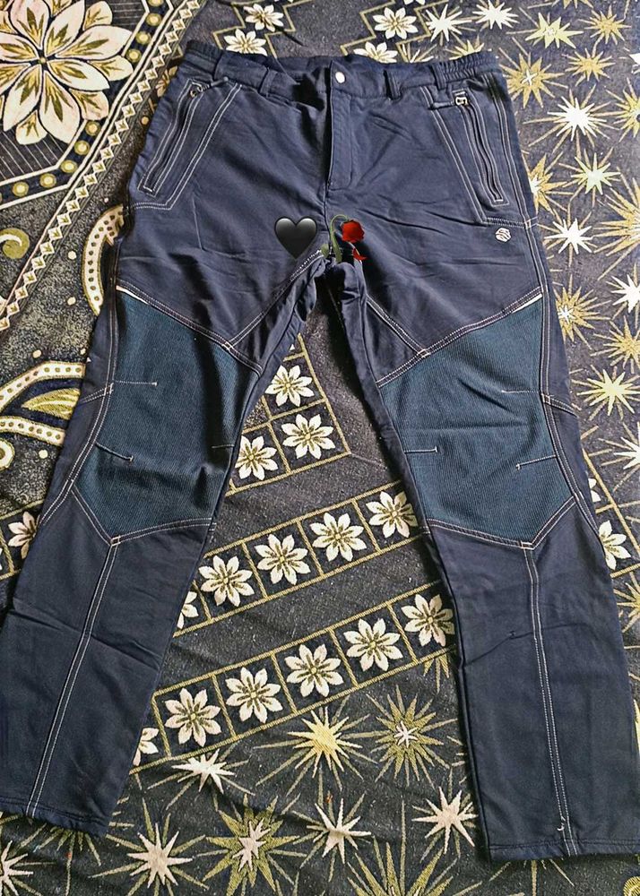 Men's Blue Patchwork Cargo Pants