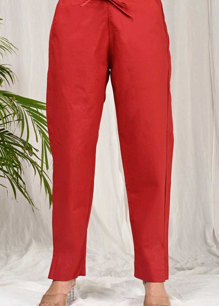 Vibrant Red Ethnic cigarette pant