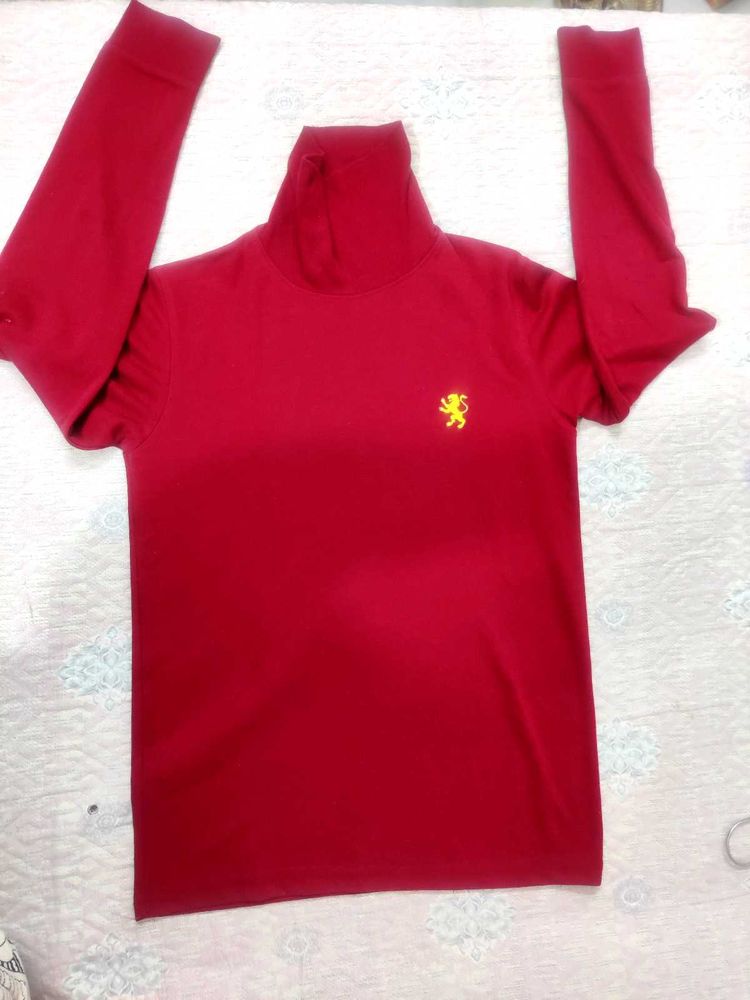 Red Long Sleeve Turtleneck Top