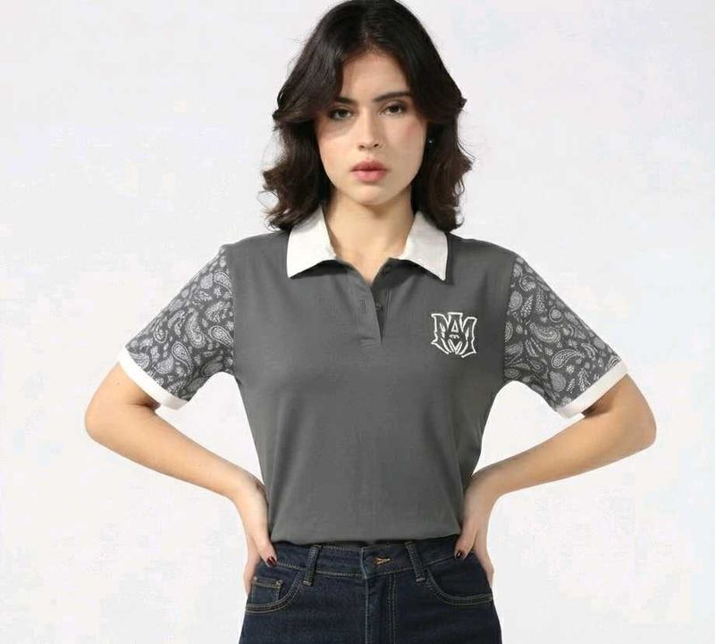 Stylish Grey Polo T-Shirt